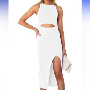 White Cutout Midi Dress